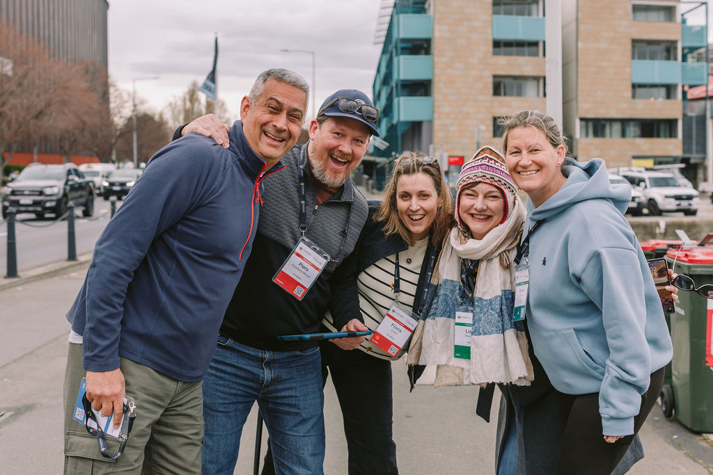 group of people posing for a photo in Hobart, Tasmania