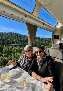 Two Personal Travel Managers on a train in New Zealand